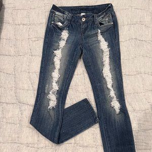 Boutique Blue Asphalt Jeans with patterned rips